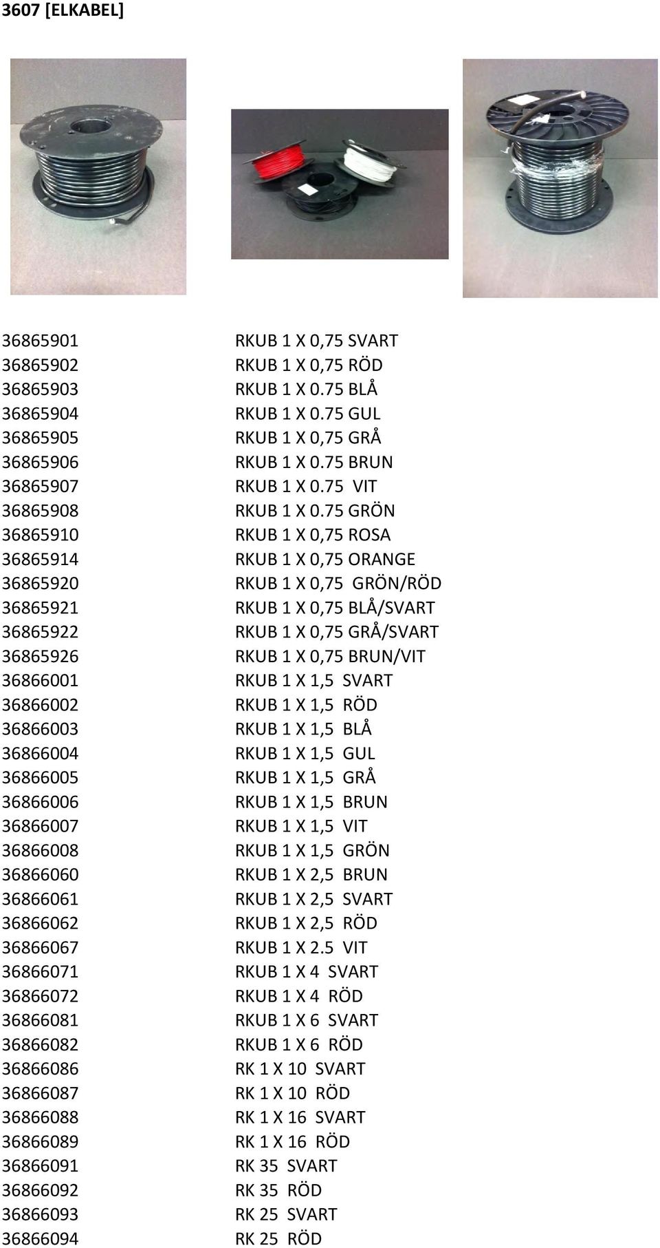 75 GRÖN 36865910 RKUB 1 X 0,75 ROSA 36865914 RKUB 1 X 0,75 ORANGE 36865920 RKUB 1 X 0,75 GRÖN/RÖD 36865921 RKUB 1 X 0,75 BLÅ/SVART 36865922 RKUB 1 X 0,75 GRÅ/SVART 36865926 RKUB 1 X 0,75 BRUN/VIT