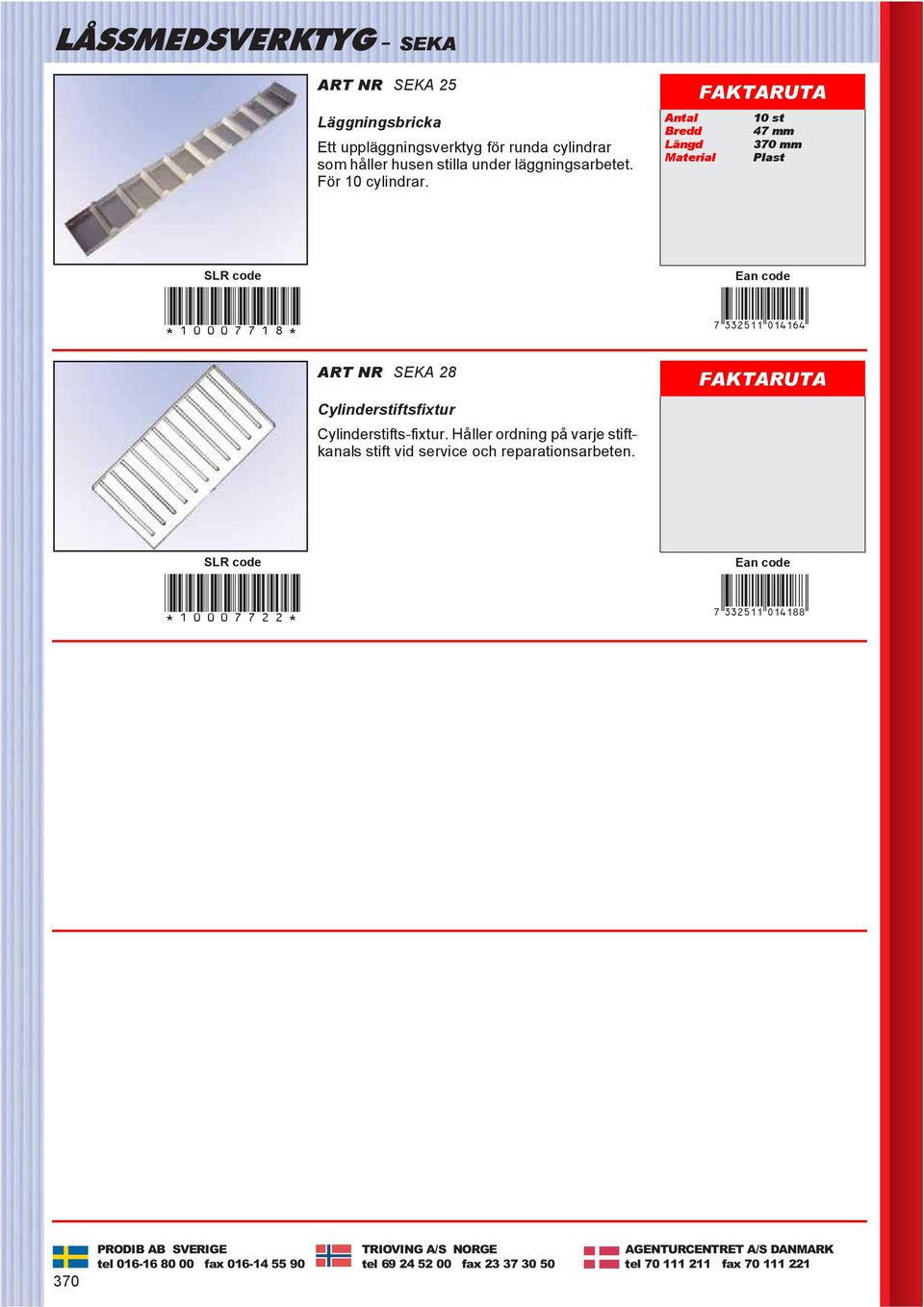 Antal 10 st Bredd 47 mm Längd 370 mm Material Plast *10007718* 7DNCPBL*abebge+ ART NR SEKA 28 Cylinderstiftsfixtur Cylinderstifts-fixtur.