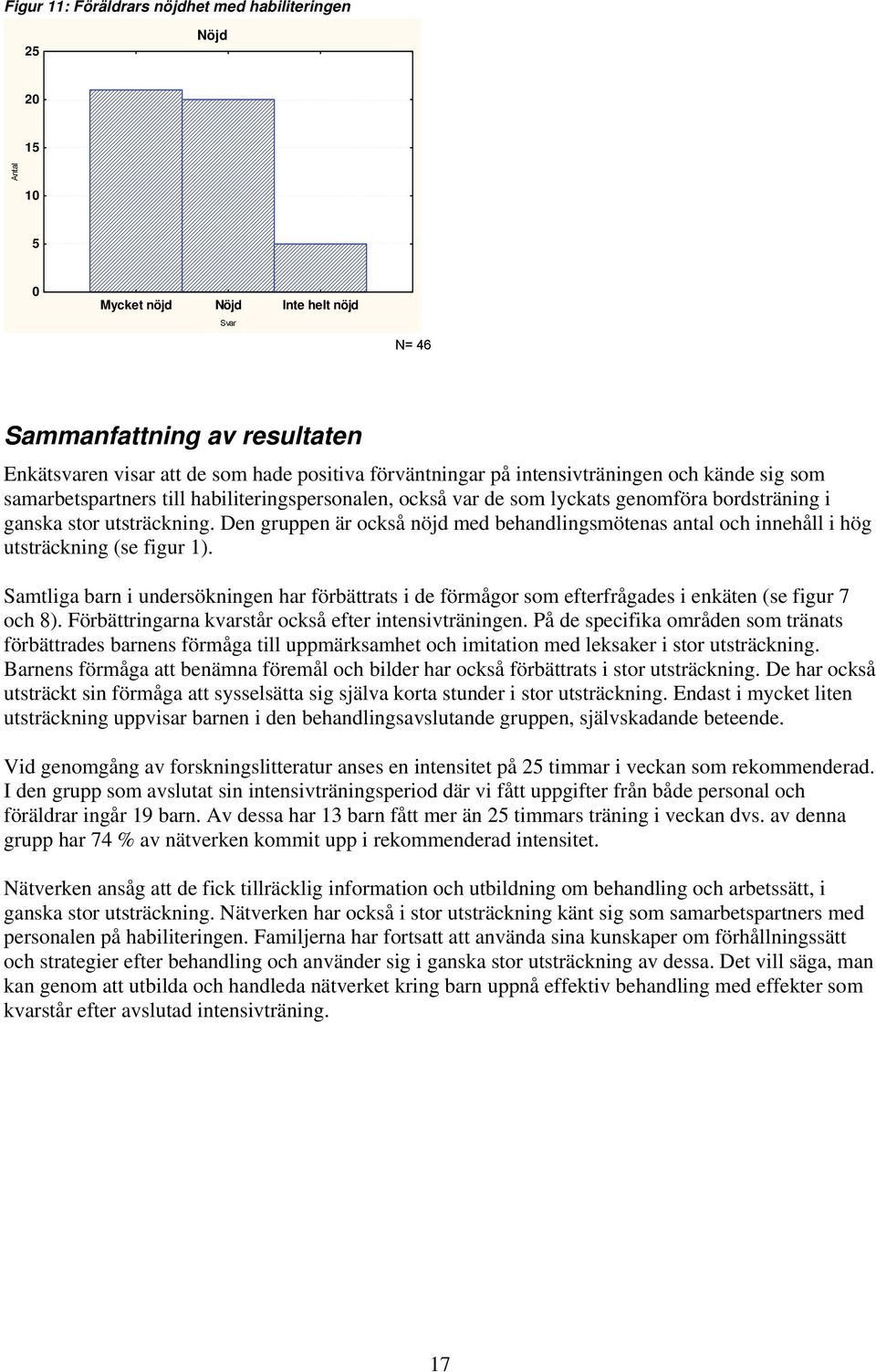 Den gruppen är också nöjd med behandlingsmötenas antal och innehåll i hög utsträckning (se figur 1).