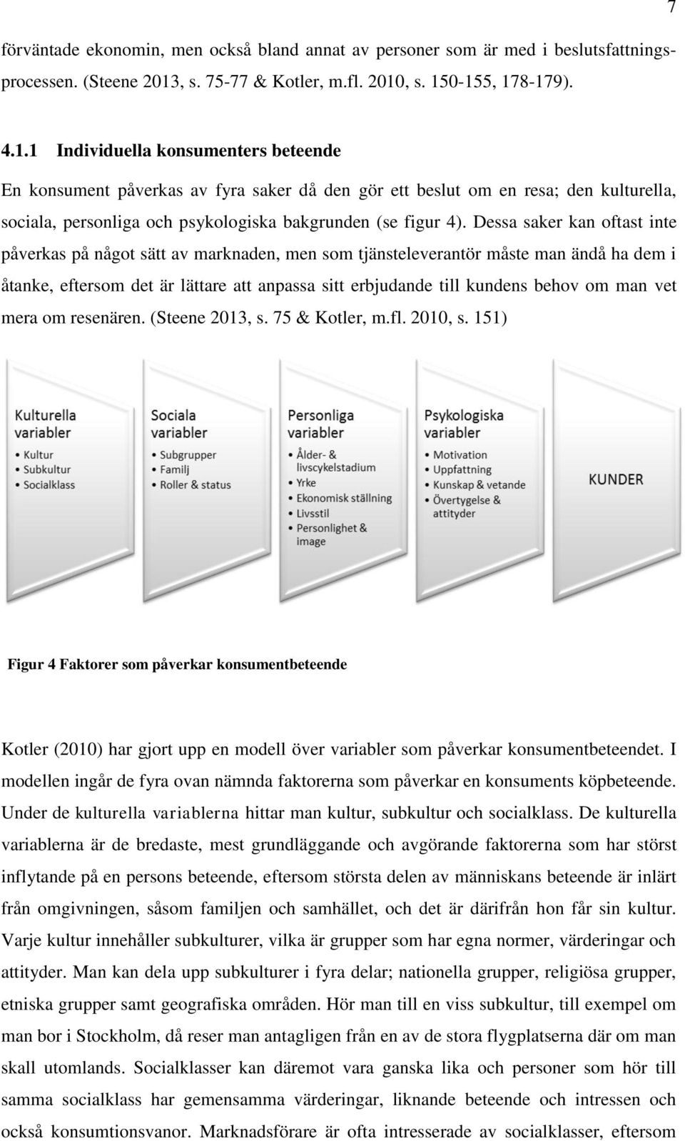 , s. 150-155, 178-179). 7 4.1.1 Individuella konsumenters beteende En konsument påverkas av fyra saker då den gör ett beslut om en resa; den kulturella, sociala, personliga och psykologiska bakgrunden (se figur 4).