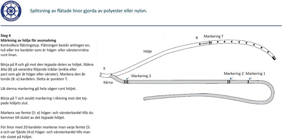 Markera den åttonde (8: e) kardelen. Detta är punkten T. Låt denna markering gå hela vägen runt höljet.