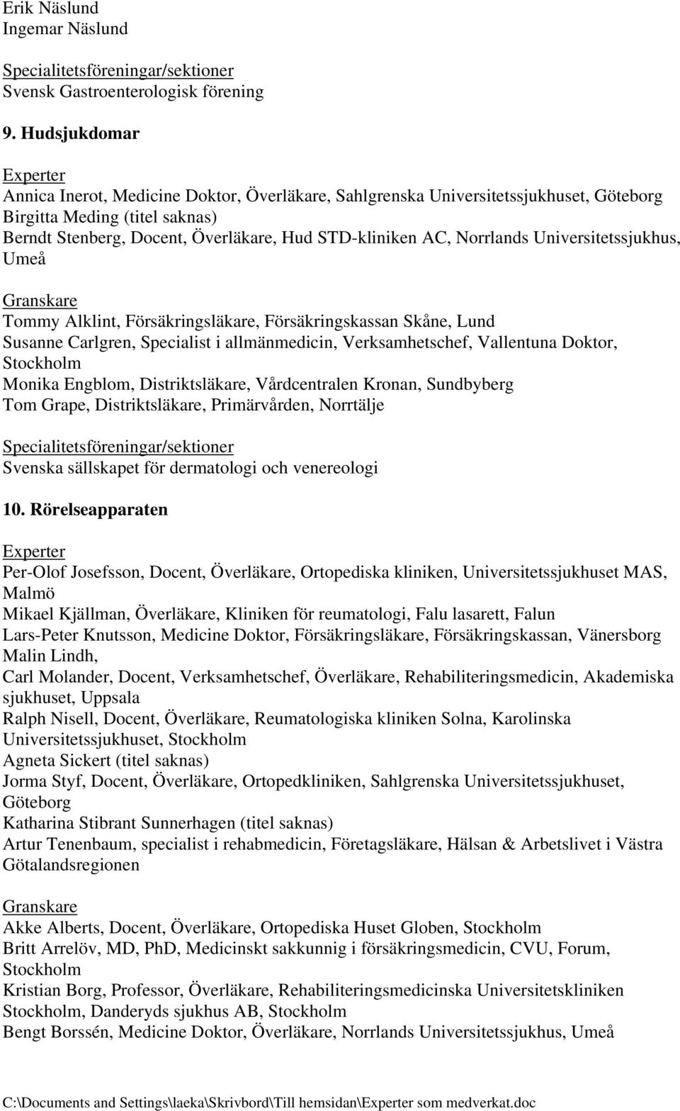 Universitetssjukhus, Umeå Svenska sällskapet för dermatologi och venereologi 10.