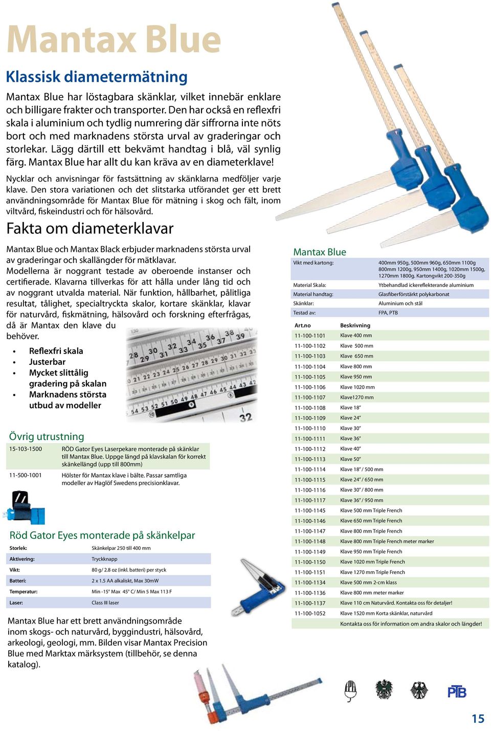 Lägg därtill ett bekvämt handtag i blå, väl synlig färg. Mantax Blue har allt du kan kräva av en diameterklave! Nycklar och anvisningar för fastsättning av skänklarna medföljer varje klave.