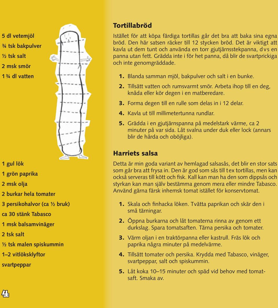 Det är viktigt att kavla ut dem tunt och använda en torr gjutjärnsstekpanna, d v s en panna utan fett. Grädda inte i för het panna, då blir de svartprickiga och inte genomgräddade. 1.