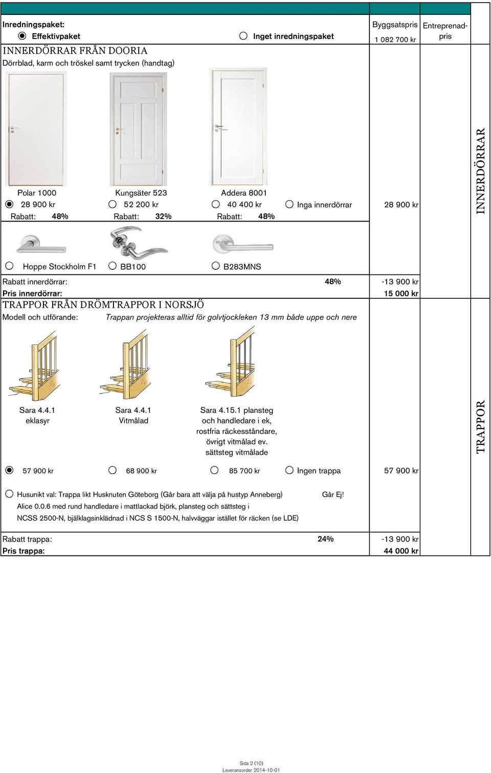 FRÅN DRÖMTRAPPOR I NORSJÖ Modell och utförande: Trappan projekteras alltid för golvtjockleken 13 mm både uppe och nere -13 900 kr 15 