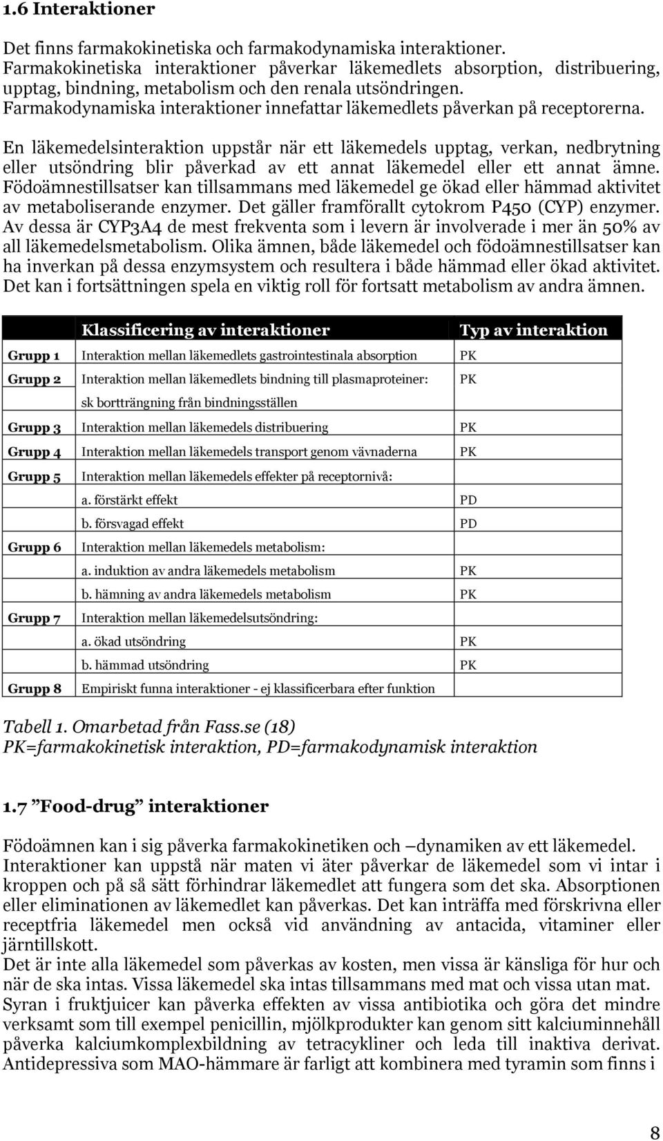 Farmakodynamiska interaktioner innefattar läkemedlets påverkan på receptorerna.