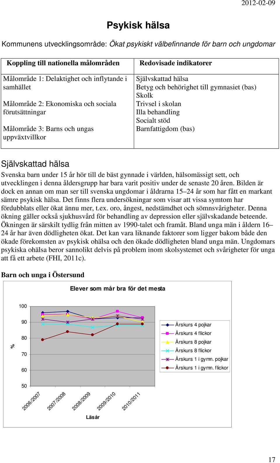 behandling Socialt stöd Barnfattigdom (bas) Självskattad hälsa Svenska barn under 15 år hör till de bäst gynnade i världen, hälsomässigt sett, och utvecklingen i denna åldersgrupp har bara varit