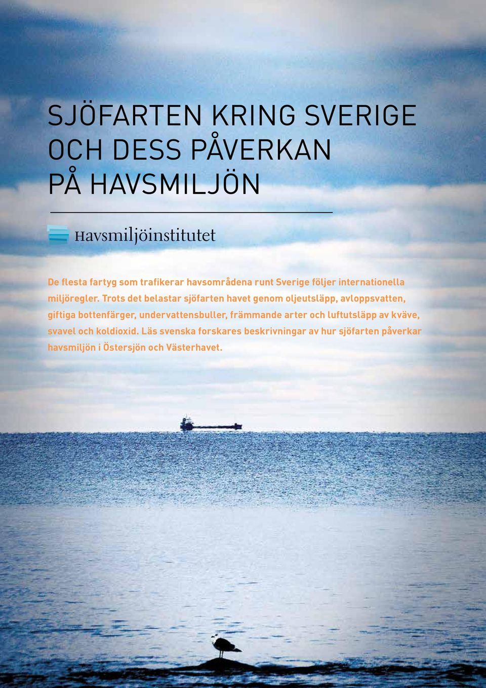 Trots det belastar sjöfarten havet genom oljeutsläpp, avloppsvatten, giftiga botten färger, undervattensbuller, främmande