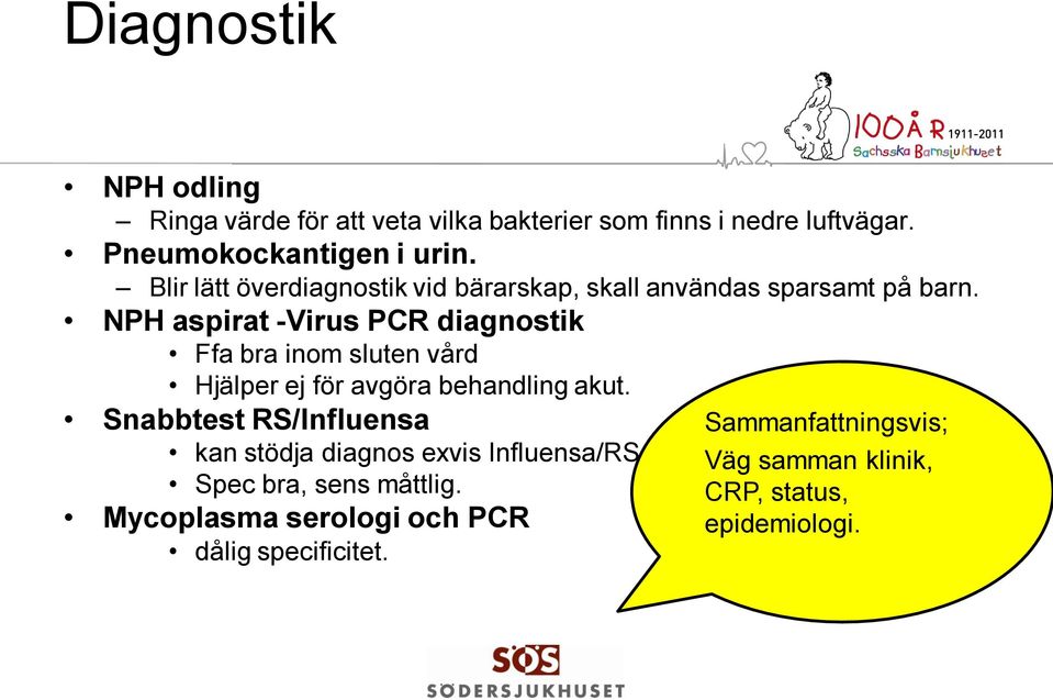 NPH aspirat -Virus PCR diagnostik Ffa bra inom sluten vård Hjälper ej för avgöra behandling akut.