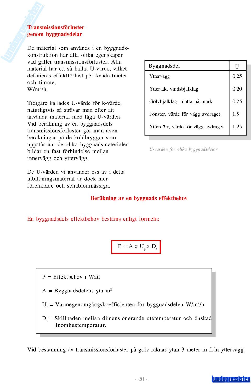 Tidigare kallades U-värde för k-värde, naturligtvis så strävar man efter att använda material med låga U-värden.