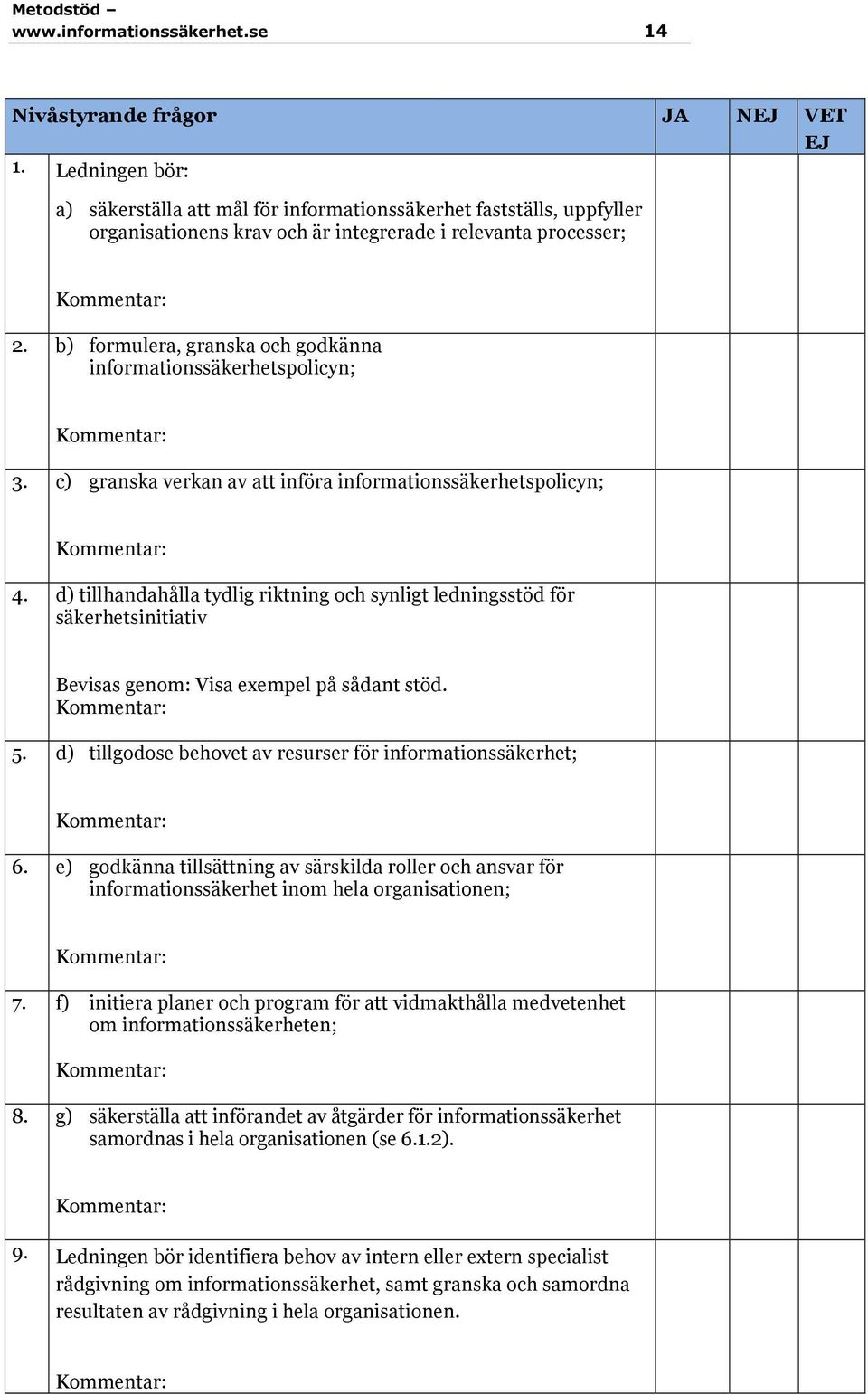 b) formulera, granska och godkänna informationssäkerhetspolicyn; 3. c) granska verkan av att införa informationssäkerhetspolicyn; 4.