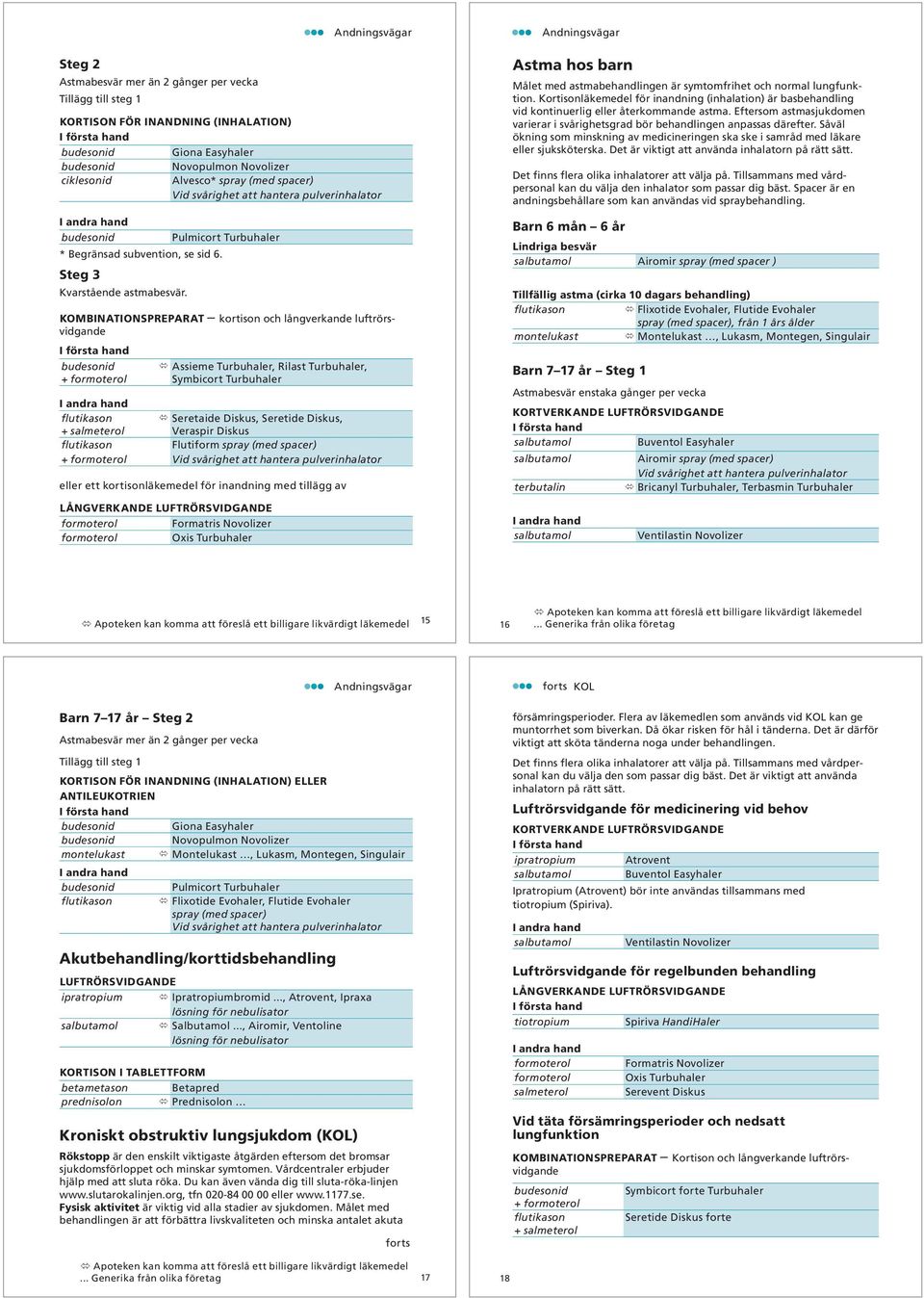 Pulmicort Turbuhaler KOMBINATIONSPREPARAT kortison och långverkande luftrörsvidgande budesonid + formoterol flutikason + salmeterol flutikason + formoterol Assieme Turbuhaler, Rilast Turbuhaler,