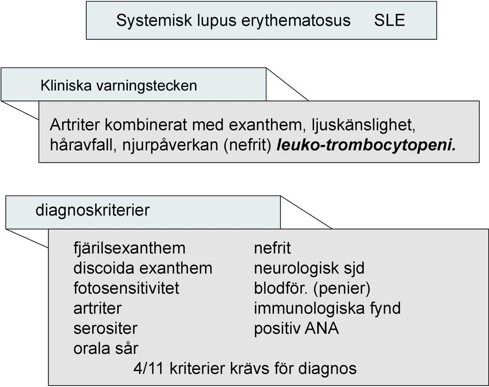 diagnoskriterier fjärilsexanthem nefrit discoida exanthem neurologisk sjd fotosensitivitet