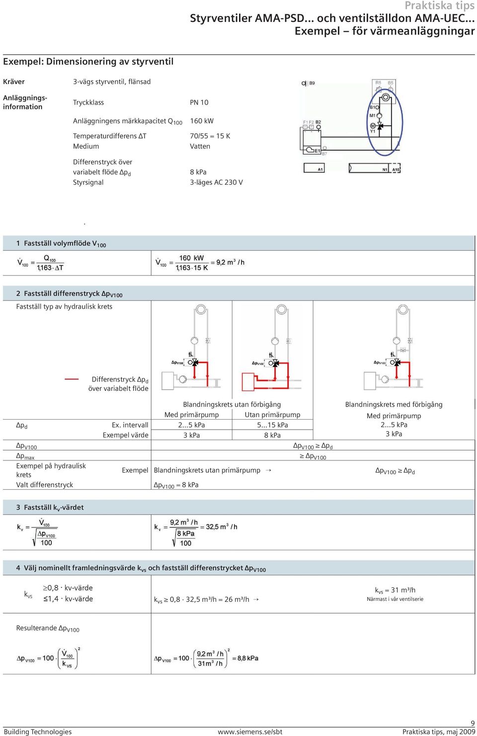 Medium Differenstryck över variabelt flöde p d Styrsignal 60 kw 70/55 = 5 K Vatten 8 -läges AC 20 V.