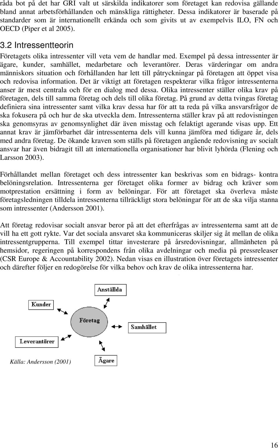 2 Intressentteorin Företagets olika intressenter vill veta vem de handlar med. Exempel på dessa intressenter är ägare, kunder, samhället, medarbetare och leverantörer.