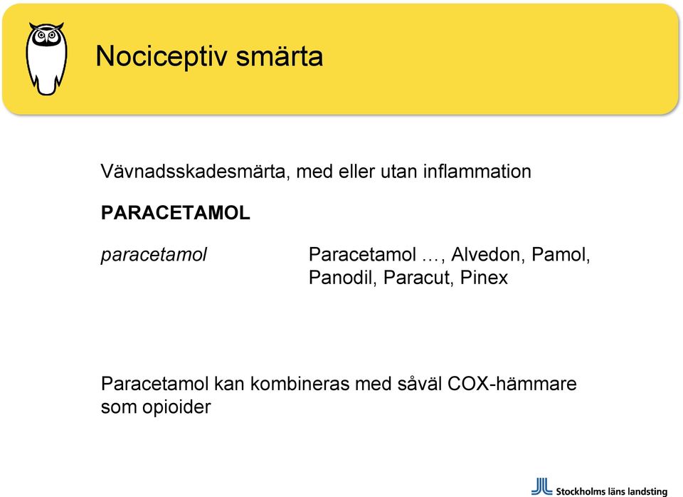 Paracetamol, Alvedon, Pamol, Panodil, Paracut,