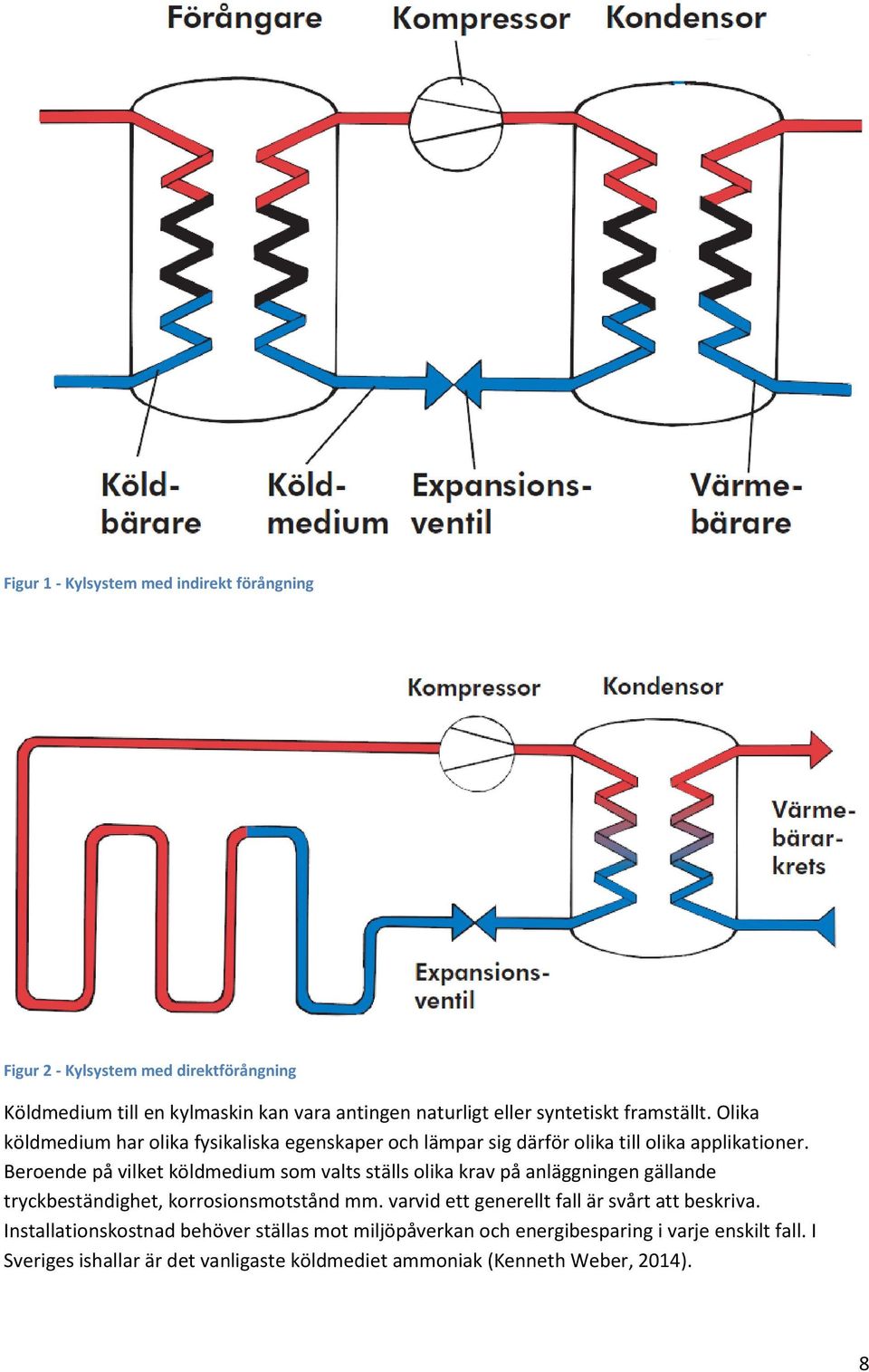 Beroende på vilket köldmedium som valts ställs olika krav på anläggningen gällande tryckbeständighet, korrosionsmotstånd mm.