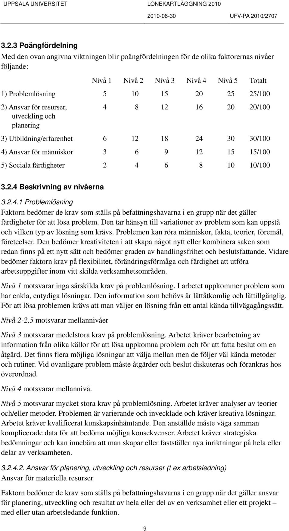 3.2.4 Beskrivning av nivåerna 3.2.4.1 Problemlösning Faktorn bedömer de krav som ställs på befattningshavarna i en grupp när det gäller färdigheter för att lösa problem.