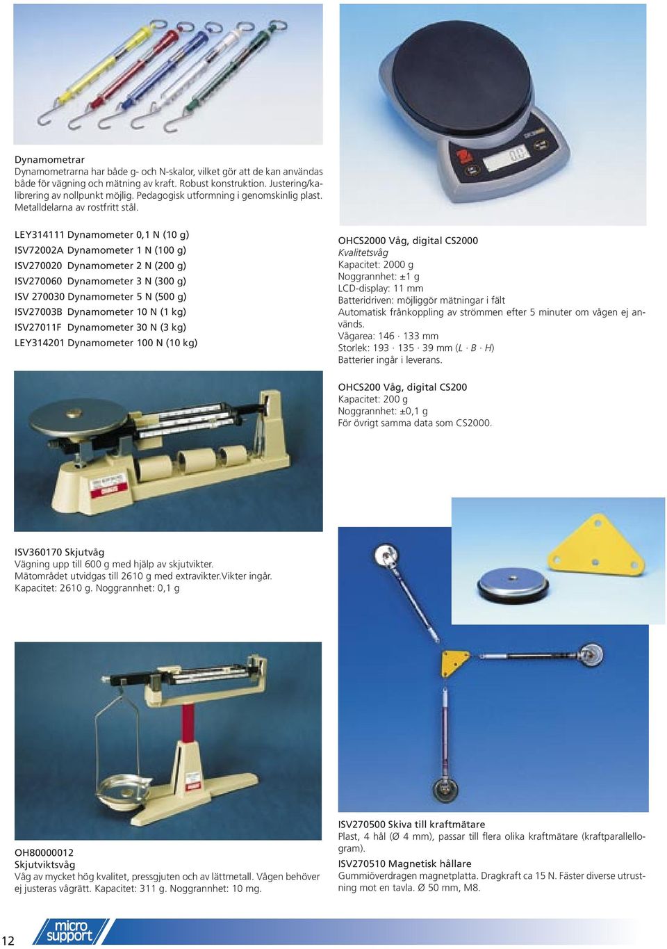 LEY314111 Dynamometer 0,1 N (10 g) ISV72002A Dynamometer 1 N (100 g) ISV270020 Dynamometer 2 N (200 g) ISV270060 Dynamometer 3 N (300 g) ISV 270030 Dynamometer 5 N (500 g) ISV27003B Dynamometer 10 N