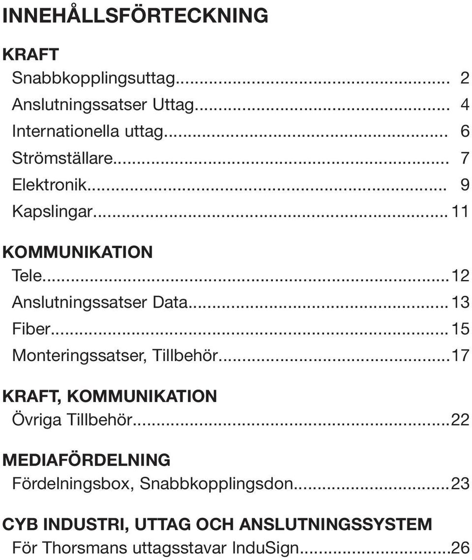 .. 15 Monteringssatser, Tillbehör...17 KRAFT, KOMMUNIKATION Övriga Tillbehör.