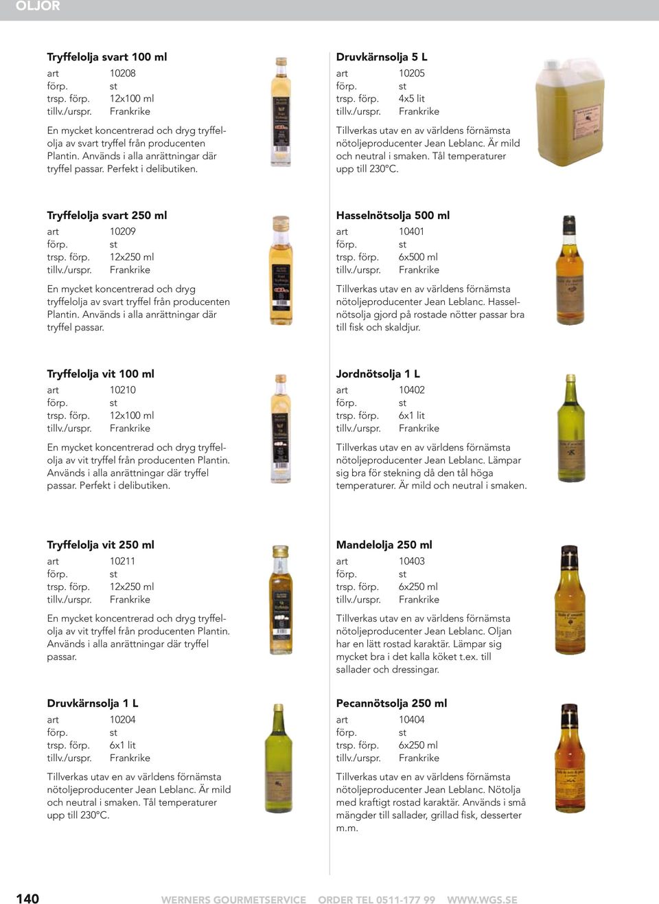 Tål temperaturer upp till 230 C. Tryffelolja svart 250 ml art 10209 trsp. förp. 12x250 ml En mycket koncentrerad och dryg tryffelolja av svart tryffel från producenten Plantin.