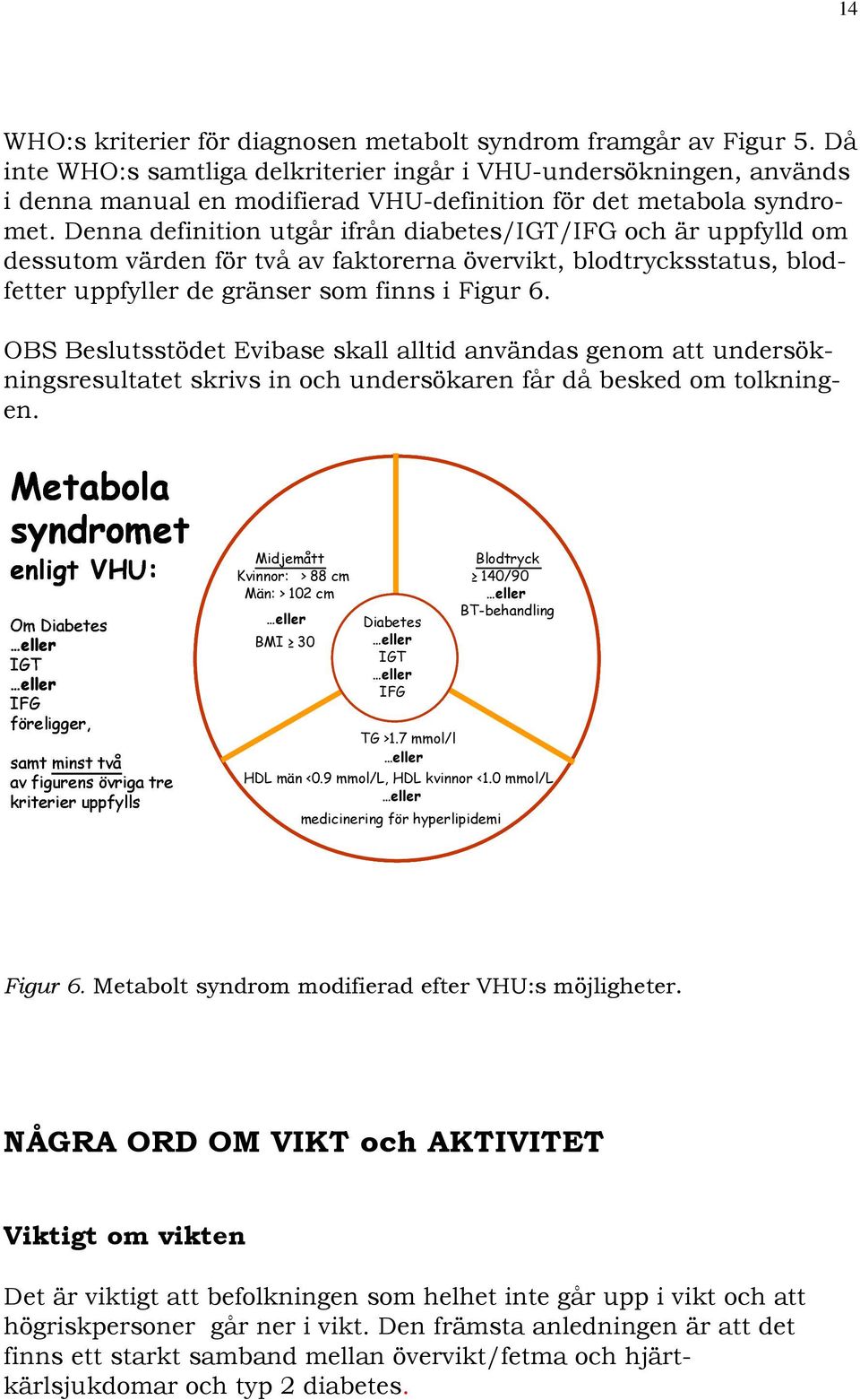 Denna definition utgår ifrån diabetes/igt/ifg och är uppfylld om dessutom värden för två av faktorerna övervikt, blodtrycksstatus, blodfetter uppfyller de gränser som finns i Figur 6.