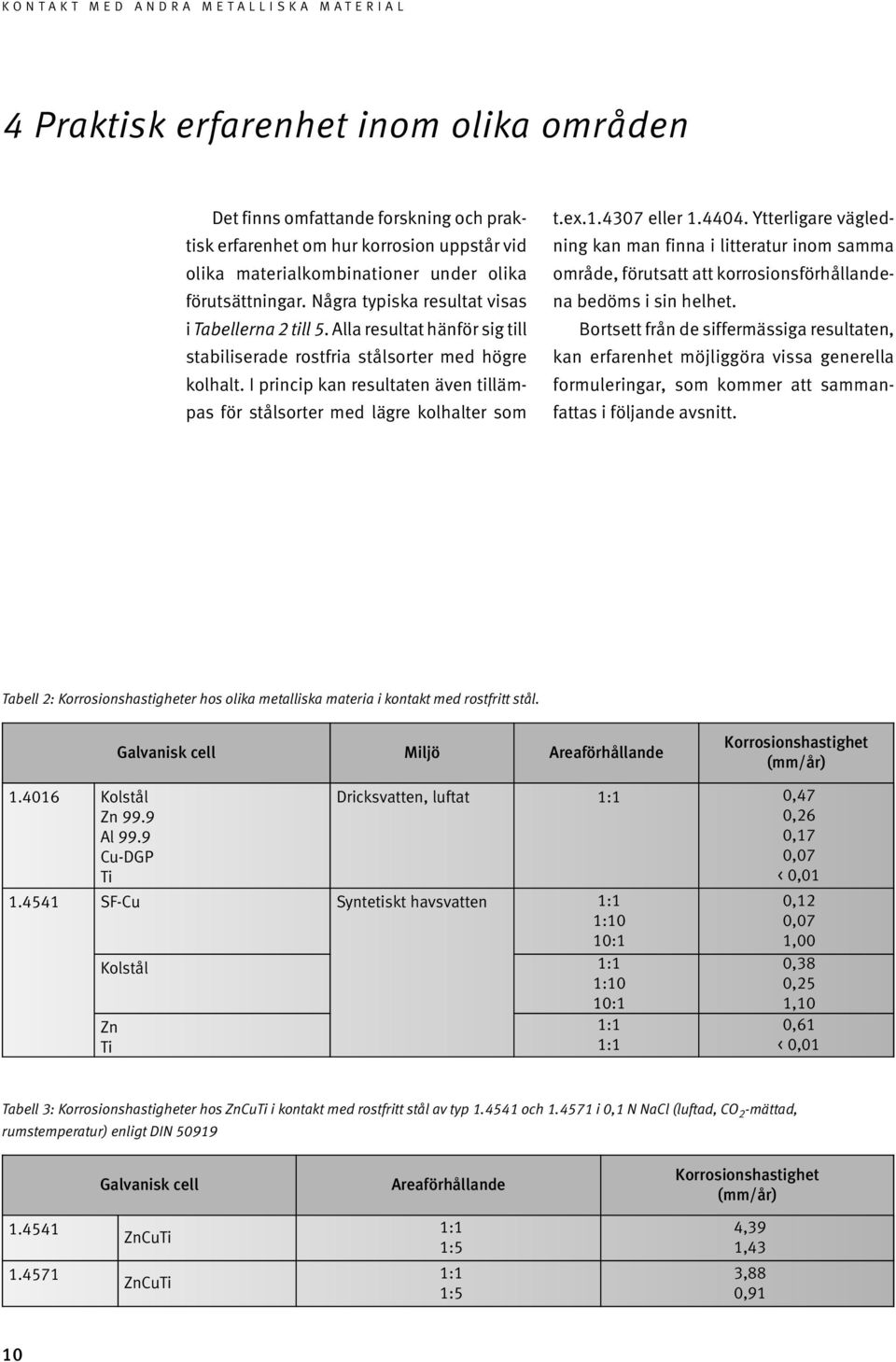 I princip kan resultaten även tillämpas för stålsorter med lägre kolhalter som t.ex.1.4307 eller 1.4404.