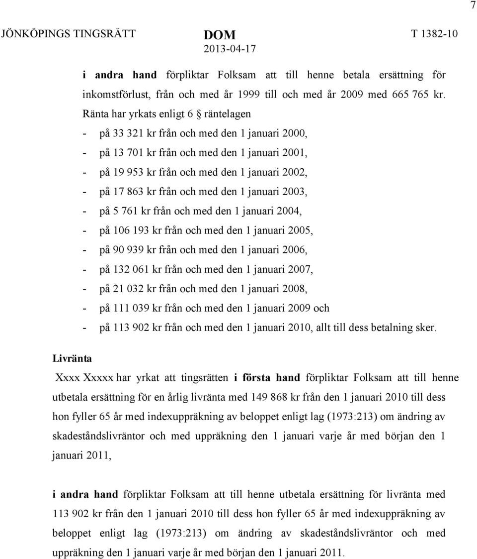 från och med den 1 januari 2003, - på 5 761 kr från och med den 1 januari 2004, - på 106 193 kr från och med den 1 januari 2005, - på 90 939 kr från och med den 1 januari 2006, - på 132 061 kr från