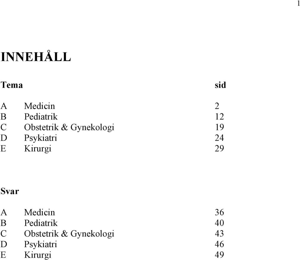 Kirurgi 29 Svar A Medicin 36 B Pediatrik 40 C