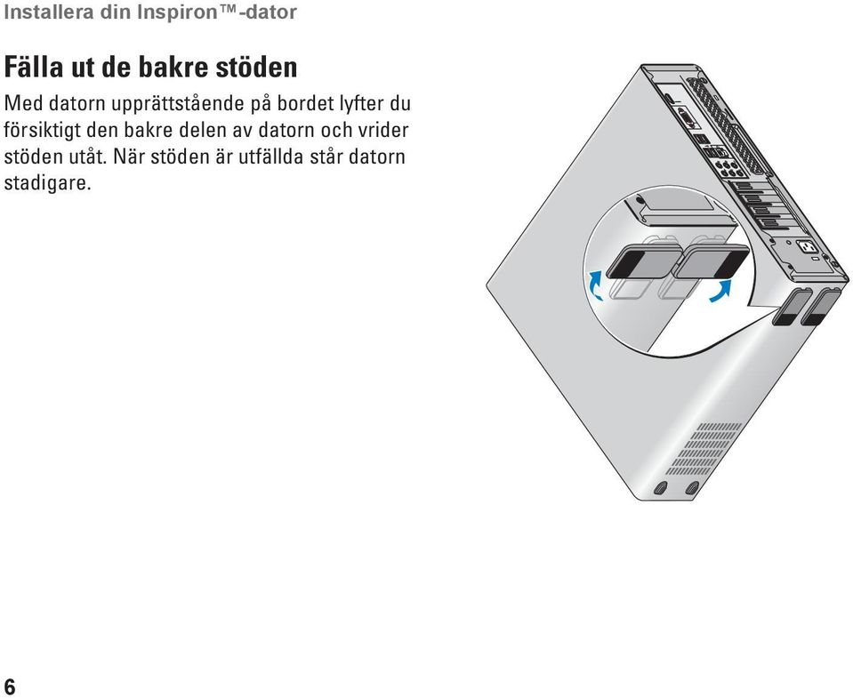 försiktigt den bakre delen av datorn och vrider