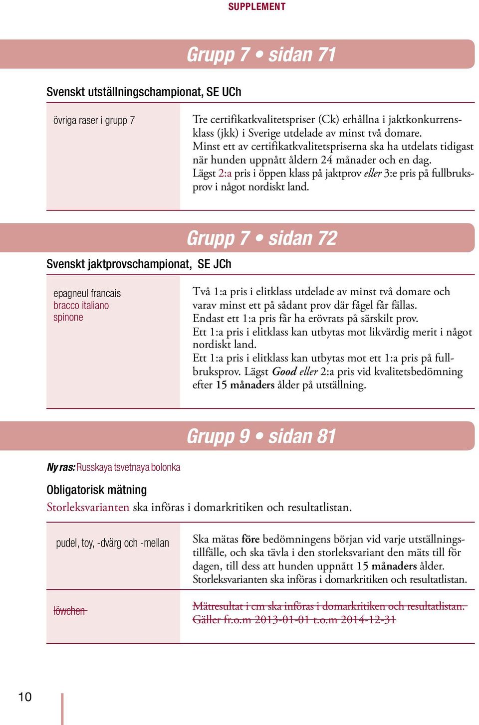 Lägst 2:a pris i öppen klass på jaktprov eller 3:e pris på fullbruksprov i något nordiskt land.