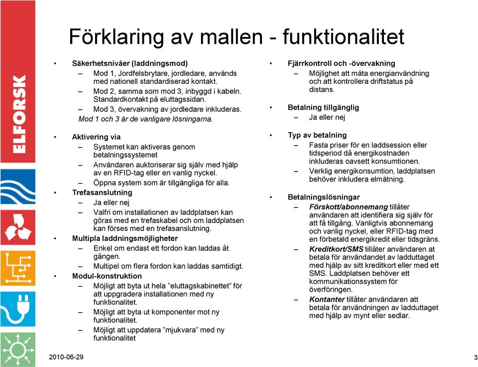 Systemet kan aktiveras genom betalningssystemet Användaren auktoriserar sig själv med hjälp av en RFID-tag eller en vanlig nyckel. Öppna system som är tillgängliga för alla.