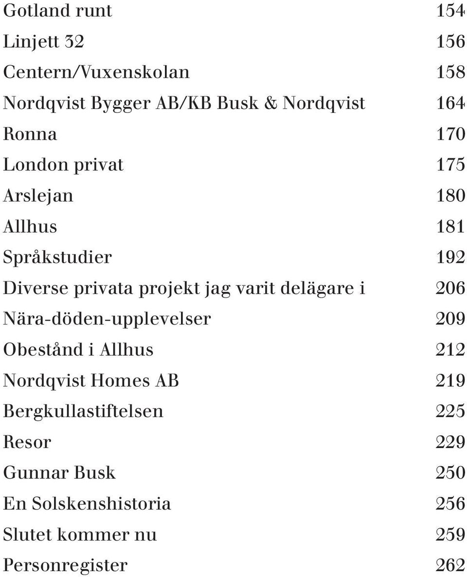 varit delägare i 206 Nära-döden-upplevelser 209 Obestånd i Allhus 212 Nordqvist Homes AB 219