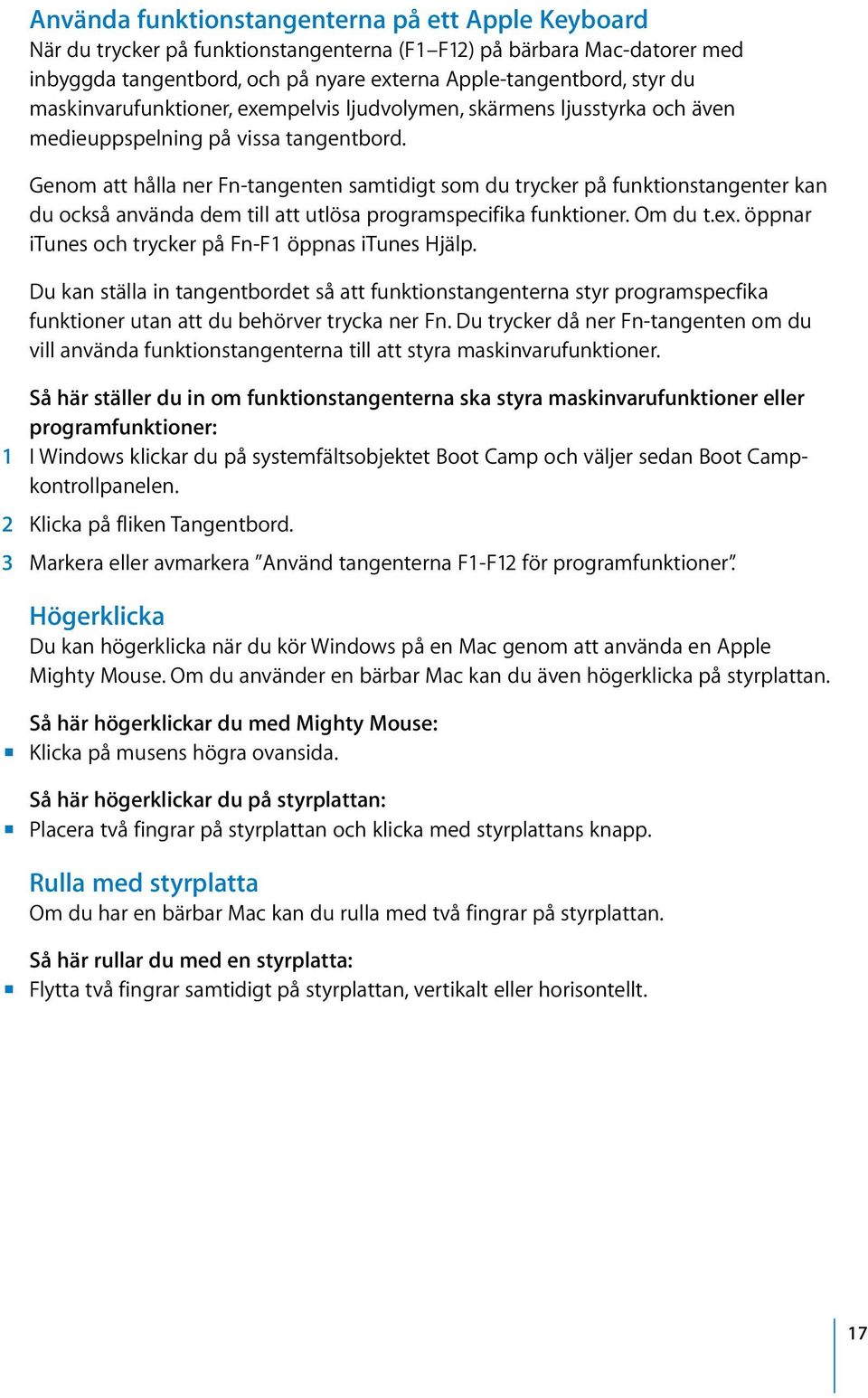 Genom att hålla ner Fn-tangenten samtidigt som du trycker på funktionstangenter kan du också använda dem till att utlösa programspecifika funktioner. Om du t.ex.