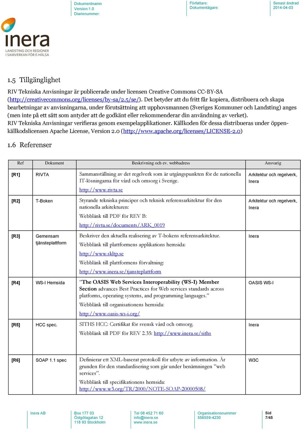 antyder att de godkänt eller rekommenderar din användning av verket). RIV Tekniska Anvisningar verifieras genom exempelapplikationer.