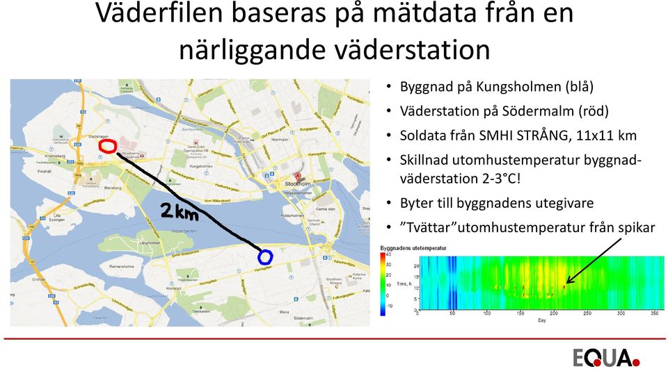 STRÅNG, 11x11 km Skillnad utomhustemperatur byggnadväderstation 2-3 C!