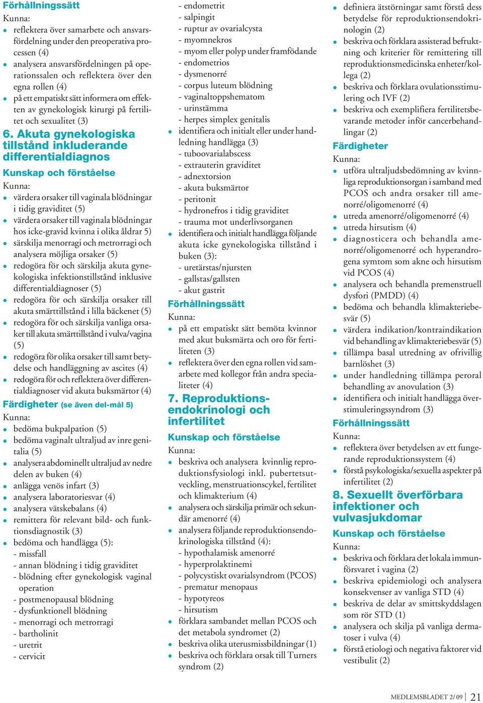 Akuta gynekologiska tillstånd inkluderande differentialdiagnos Kunskap och förståelse värdera orsaker till vaginala blödningar i tidig graviditet (5) värdera orsaker till vaginala blödningar hos