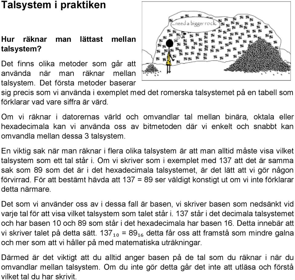 Om vi räknar i datorernas värld och omvandlar tal mellan binära, oktala eller hexadecimala kan vi använda oss av bitmetoden där vi enkelt och snabbt kan omvandla mellan dessa 3 talsystem.