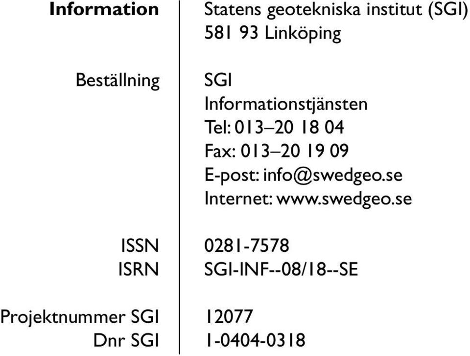 Informationstjänsten Tel: 013 20 18 04 Fax: 013 20 19 09 E-post: