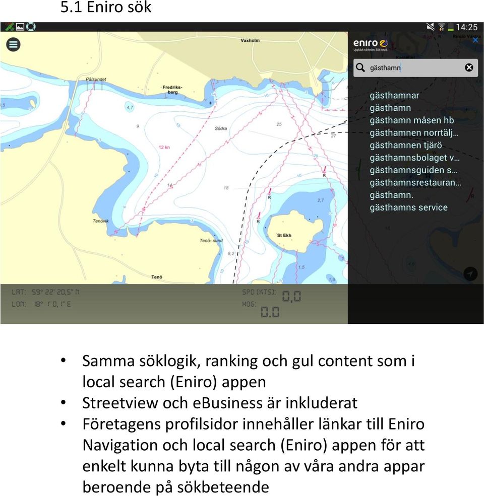 profilsidor innehåller länkar till Eniro Navigation och local search