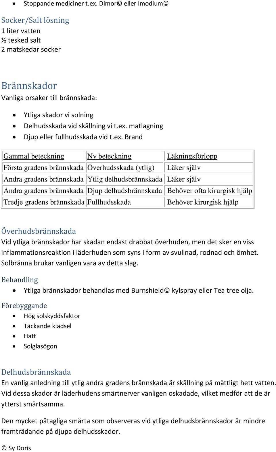 matlagning Djup eller fullhudsskada vid t.ex.