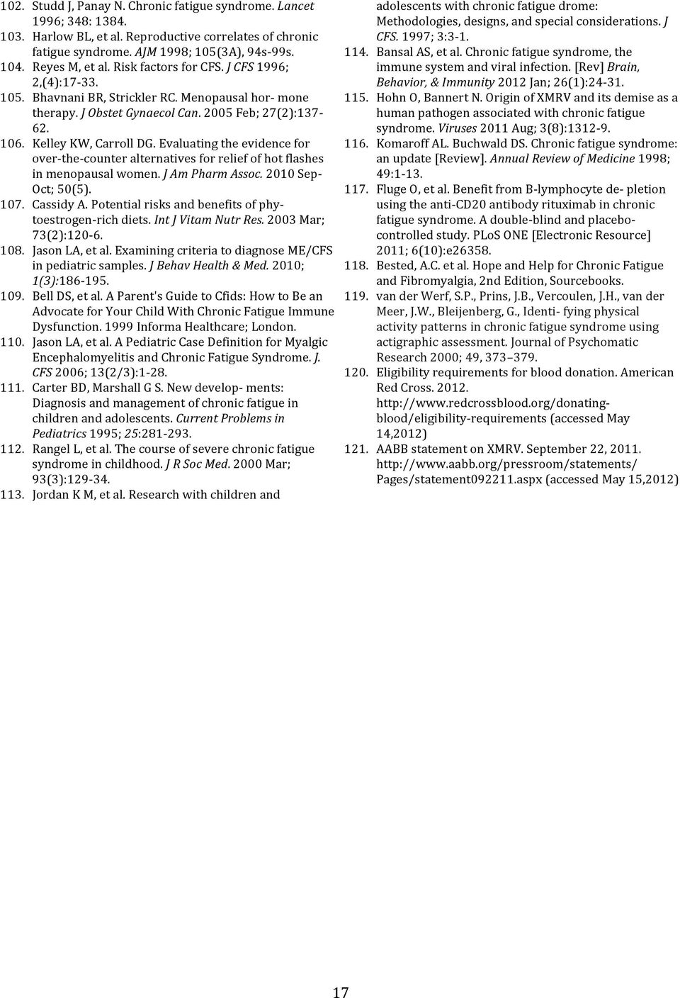 Evaluating the evidence for over- the- counter alternatives for relief of hot flashes in menopausal women. J Am Pharm Assoc. 2010 Sep- Oct; 50(5). 107. Cassidy A.