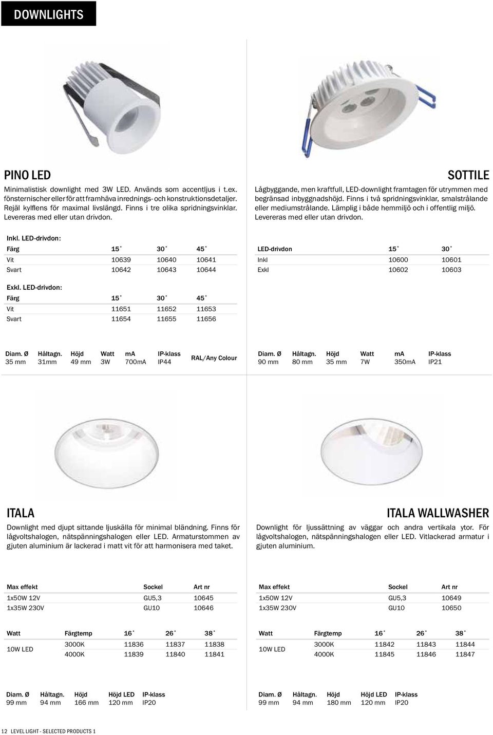 SOTTILE Lågbyggande, men kraftfull, LED-downlight framtagen för utrymmen med begränsad inbyggnadshöjd. Finns i två spridningsvinklar, smalstrålande eller mediumstrålande.