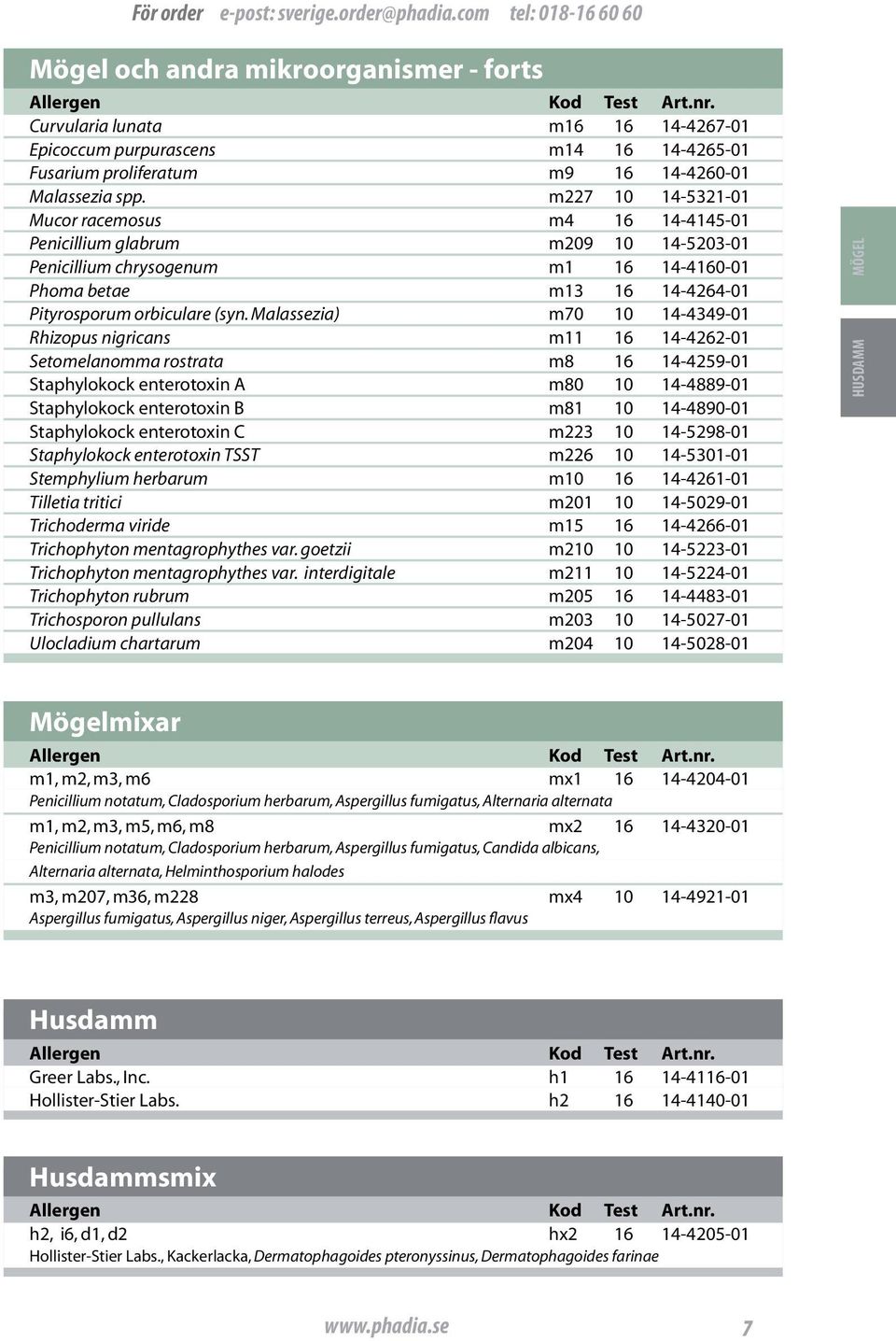 Malassezia) m70 10 14-4349-01 Rhizopus nigricans m11 16 14-4262-01 Setomelanomma rostrata m8 16 14-4259-01 Staphylokock enterotoxin A m80 10 14-4889-01 Staphylokock enterotoxin B m81 10 14-4890-01