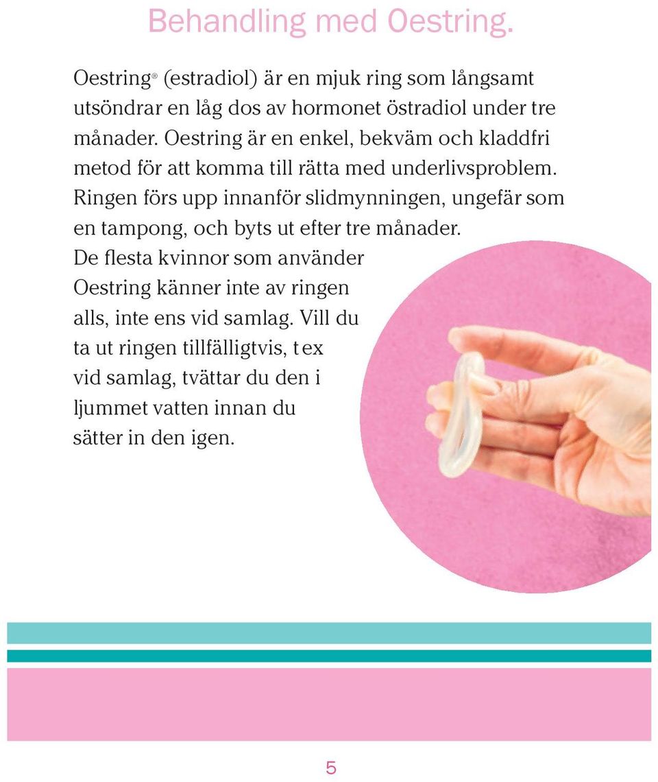 Oestring är en enkel, bekväm och kladdfri metod för att komma till rätta med underlivsproblem.