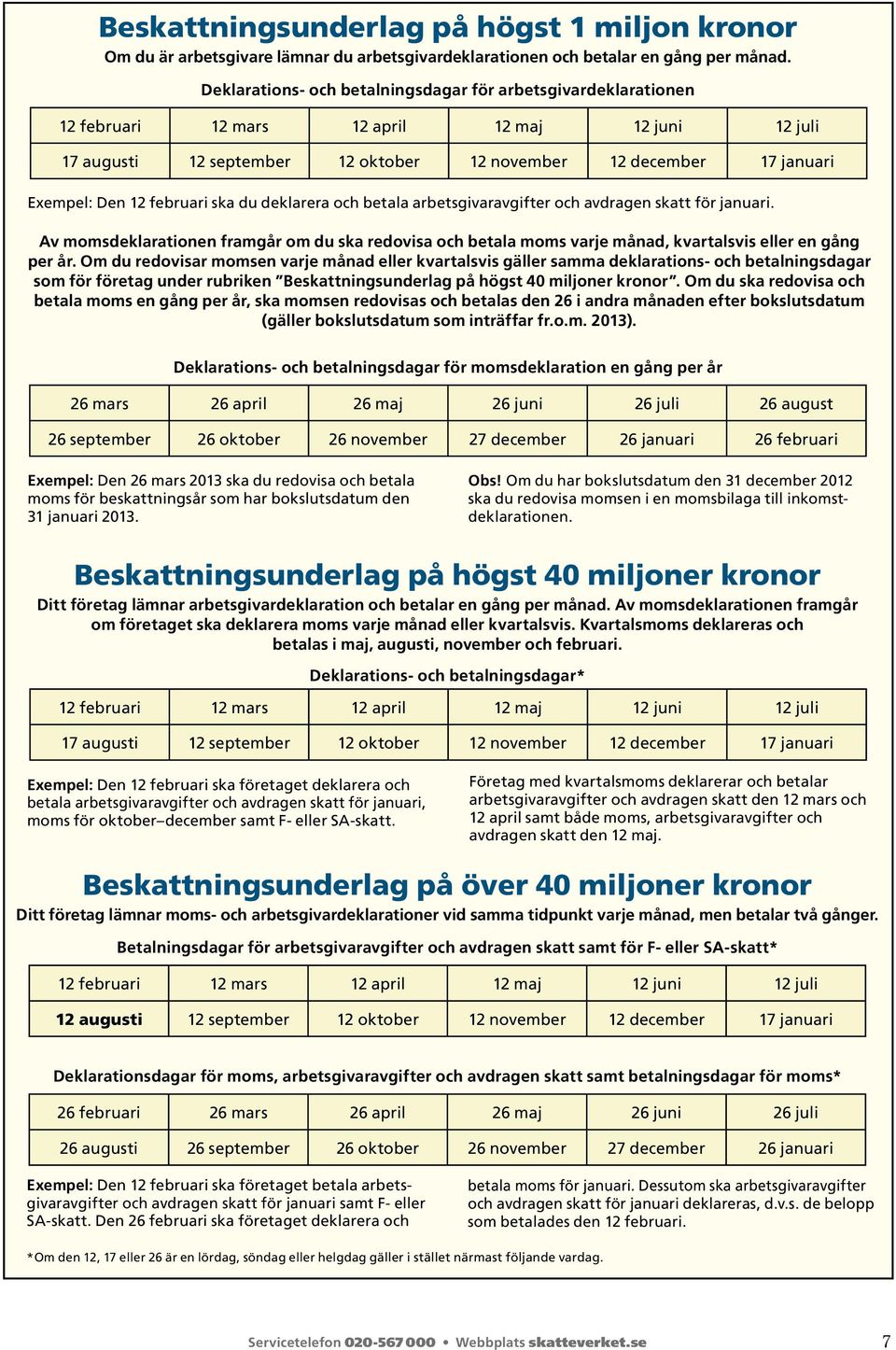 12 februari ska du deklarera och betala arbetsgivaravgifter och avdragen skatt för januari.