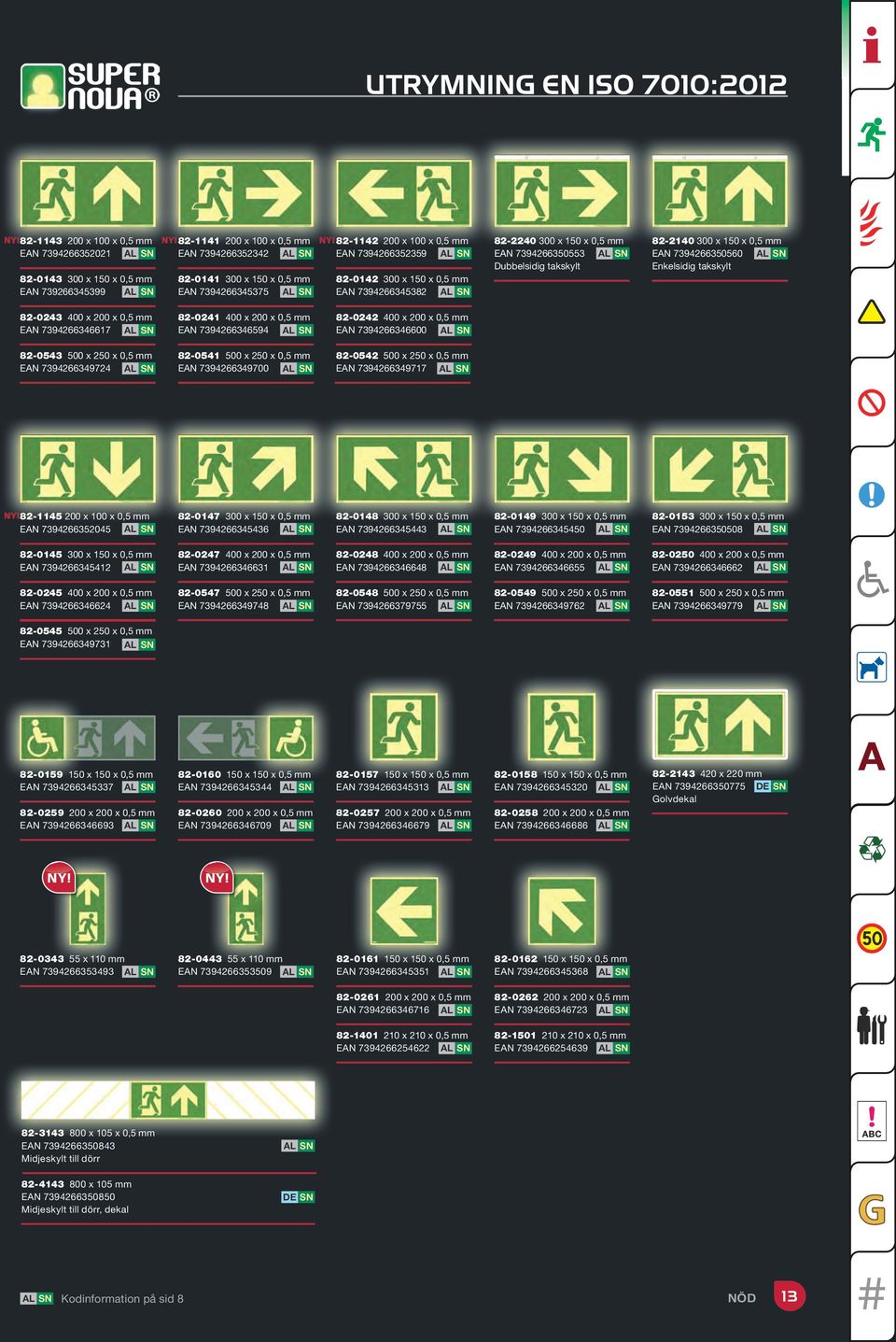 Dubbelsidig takskylt 82-2140 300 x 150 x 0,5 mm EAN 7394266350560 AL SN Enkelsidig takskylt 82-0243 400 x 200 x 0,5 mm EAN 7394266346617 AL SN 82-0241 400 x 200 x 0,5 mm EAN 7394266346594 AL SN