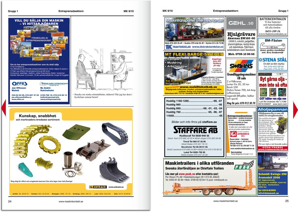 När jag har dom i byxfickan somnar benet! Maskintransporter över hela landet Mats 070-223 55 49 Gustav 070-636 55 49 Kontor 013-35 73 00 www.tktraktordelar.