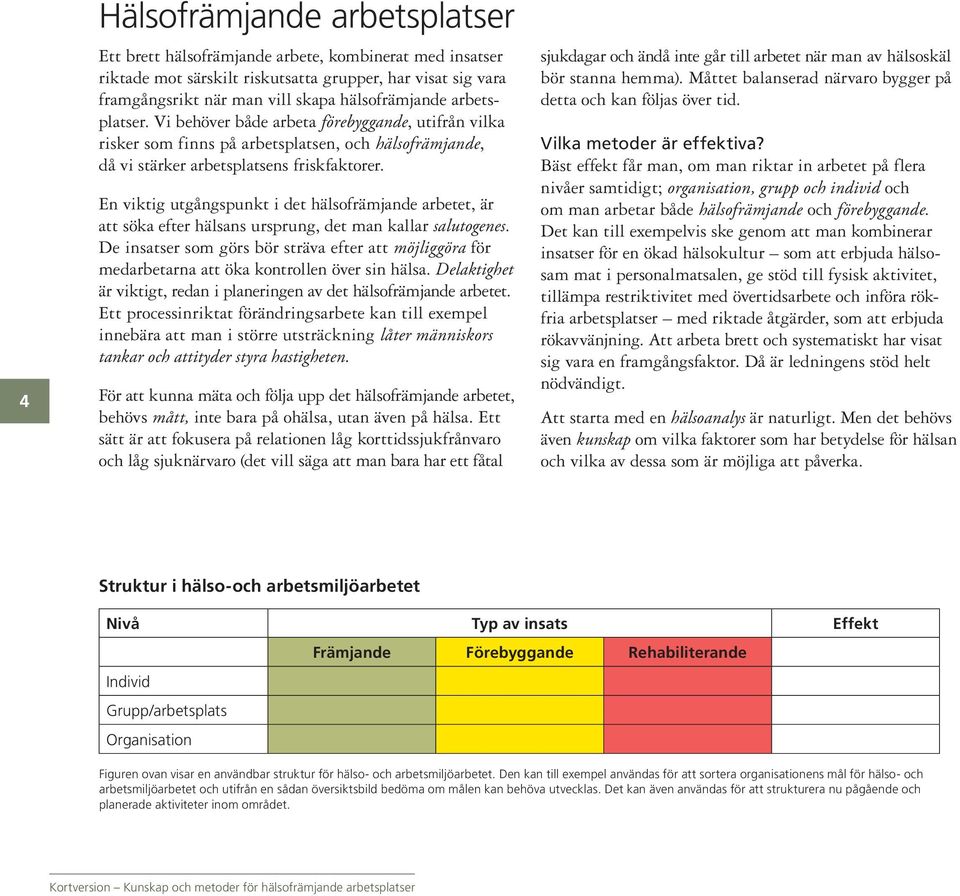 En viktig utgångspunkt i det hälsofrämjande arbetet, är att söka efter hälsans ursprung, det man kallar salutogenes.