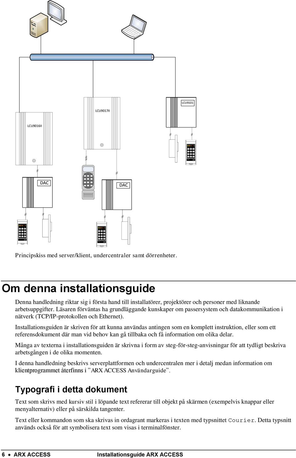 Läsaren förväntas ha grundläggande kunskaper om passersystem och datakommunikation i nätverk (TCP/IP-protokollen och Ethernet).